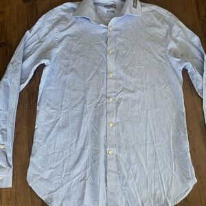 Michael Kors Light Blue Striped Button Down Shirt 16 34/35 L
